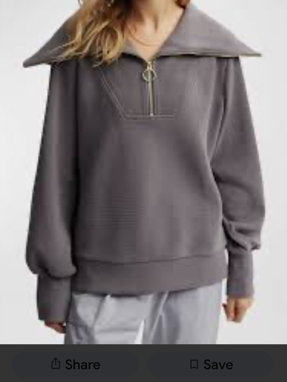 Varley Vine Relaxed Funnel Collar Zip Pullover Sweater - Gray size small